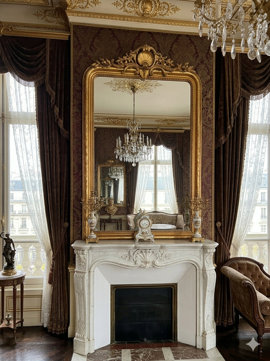Grand Miroir Doré Style Louis XV Epoque Napoléon III – Image 9