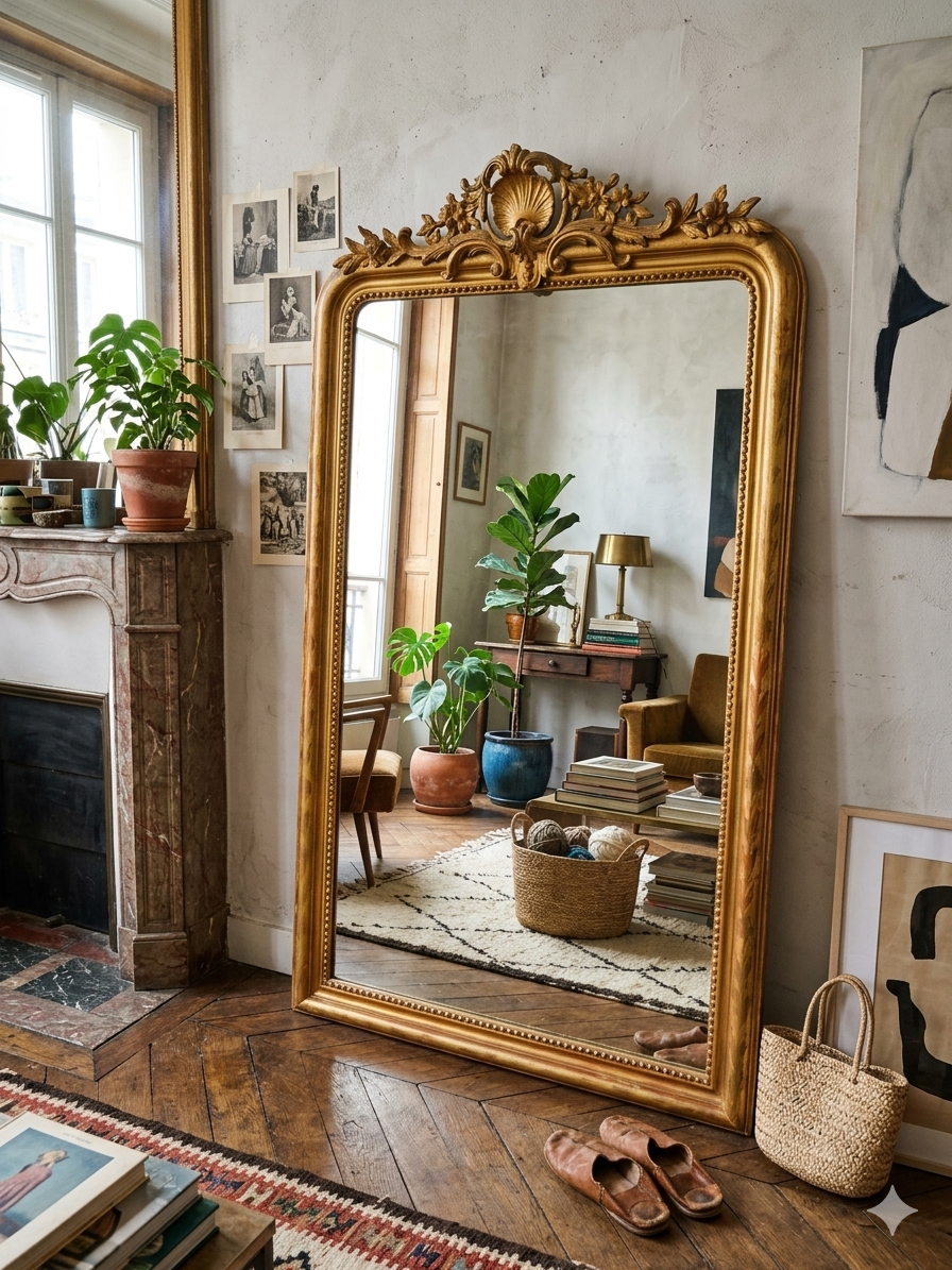 Grand Miroir Doré Style Louis XV Epoque Napoléon III – Image 8