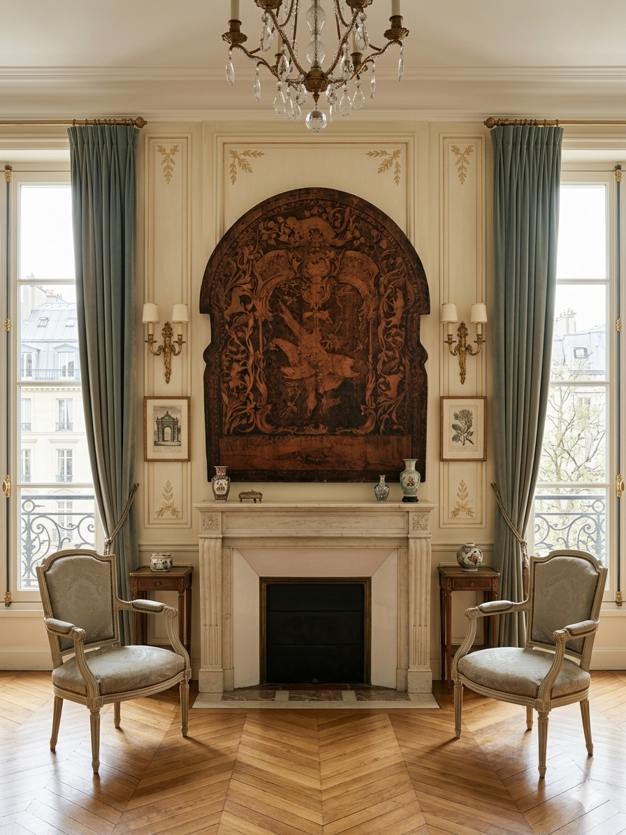 Pyrogravure sur Bois "Trophées de Chasse" signée et datée au dos 1909 – Image 11