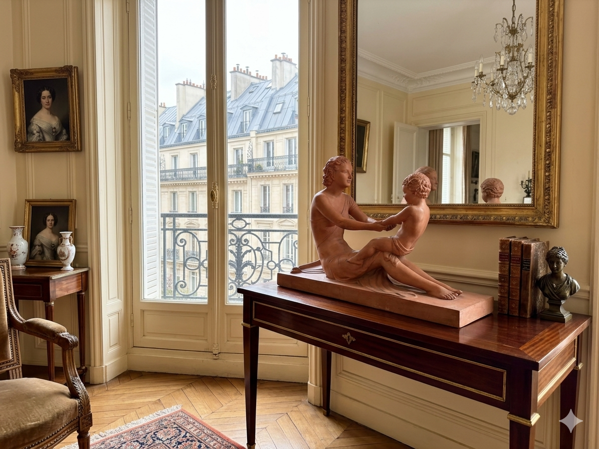 Terre cuite Art Déco signée Ugo CIPRIANI « Mère et son enfant » Epoque 1930 – Image 8