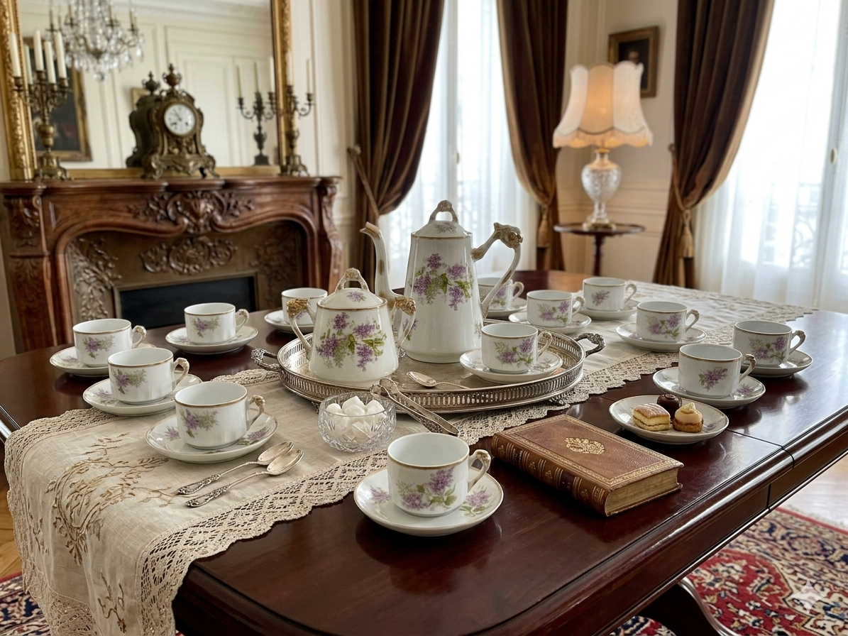 Service à Café en Porcelaine Epoque fin XIXème - Début XXème – Image 9