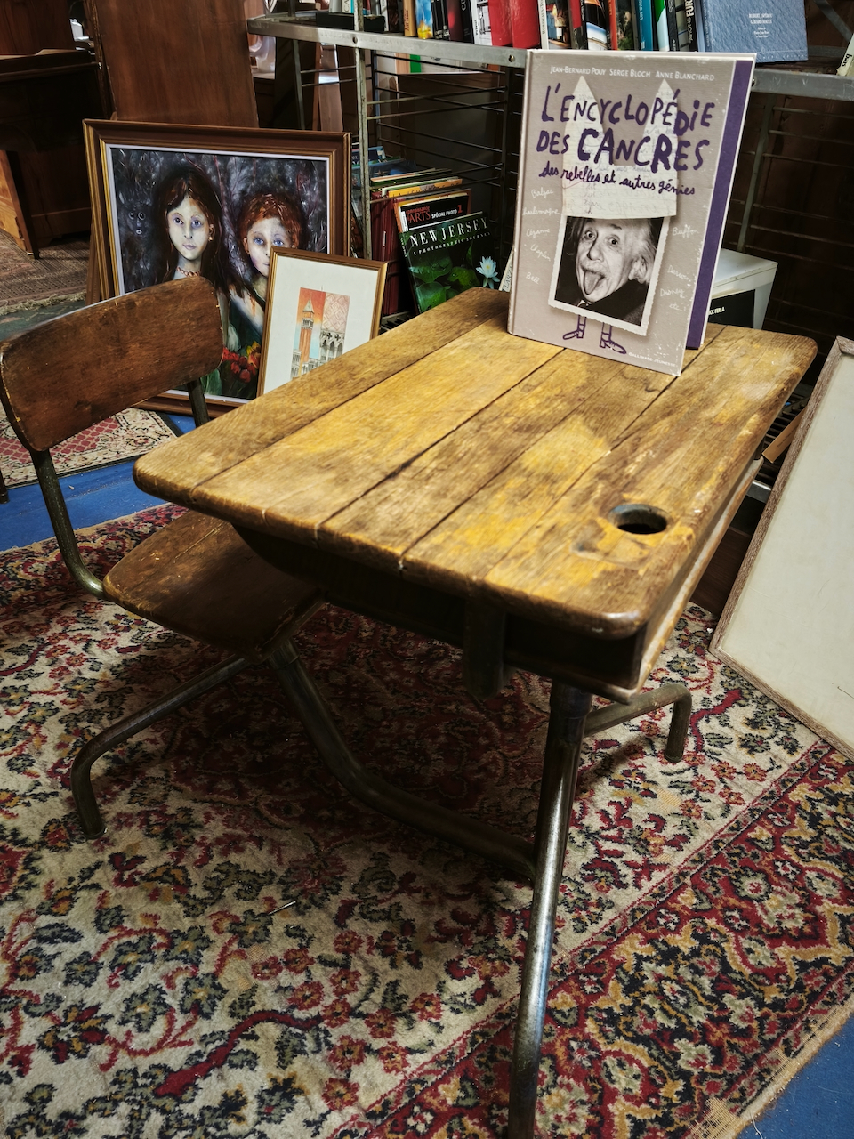 Bureau Ecolier une place réglable Vintage Style Jean Prouvé – Image 3