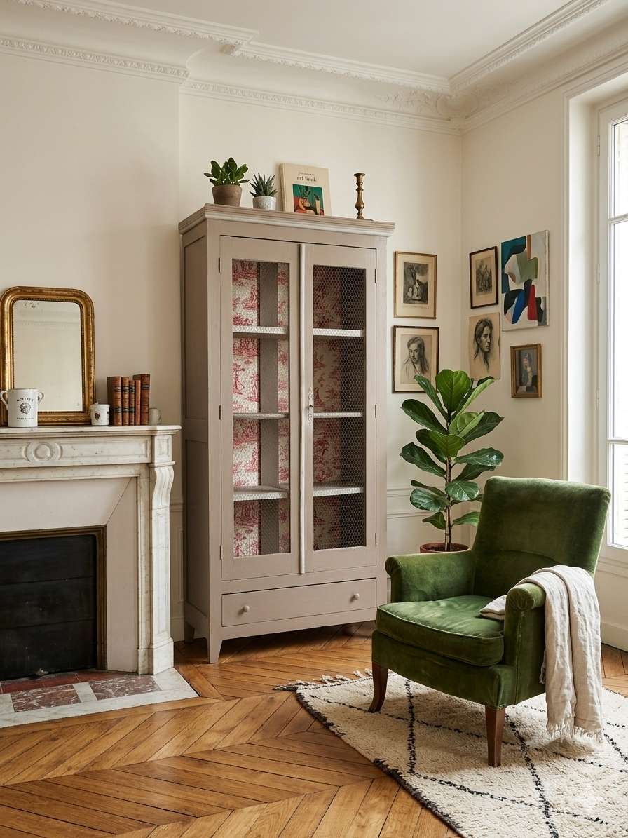 Armoire Parisienne Patinée portes grillagées – Image 9