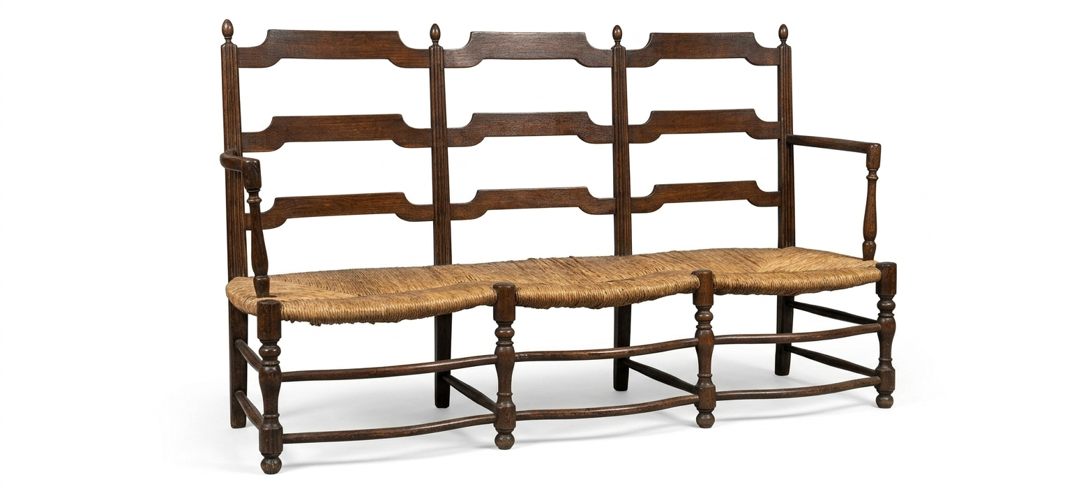 Radassier Provençal banquette trois places en Chêne Epoque XIXème – Image 10