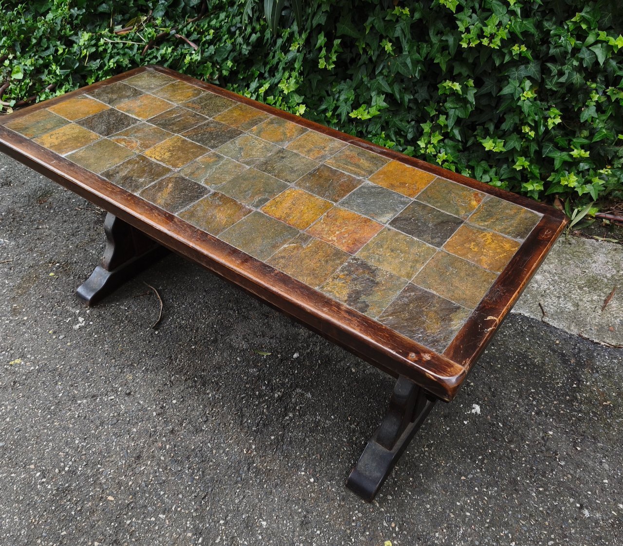 Table Basse Vintage 70 Bois et Pierre – Image 2