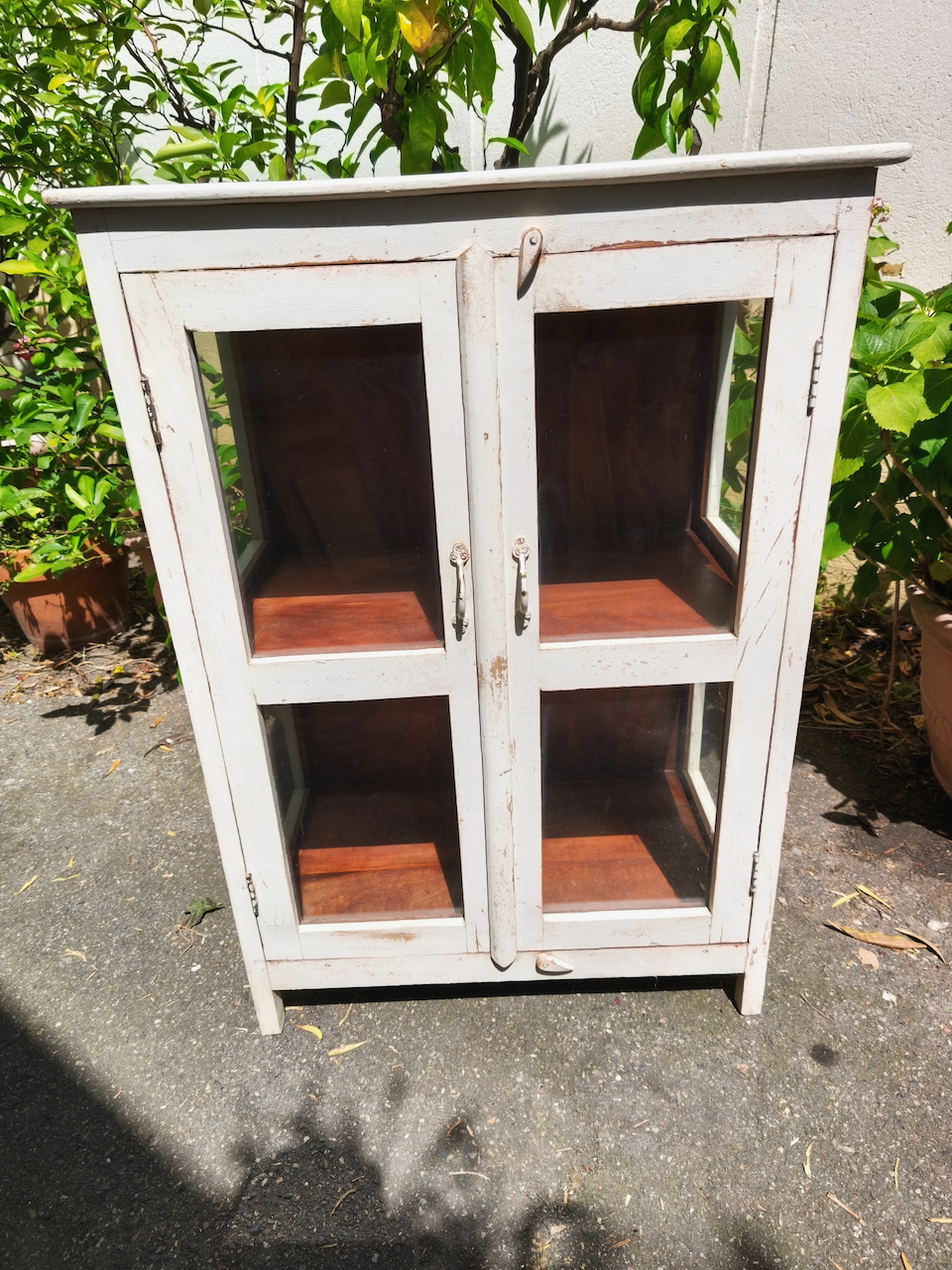 Vitrine Seconde Main en Teck Patine Blanche – Image 4