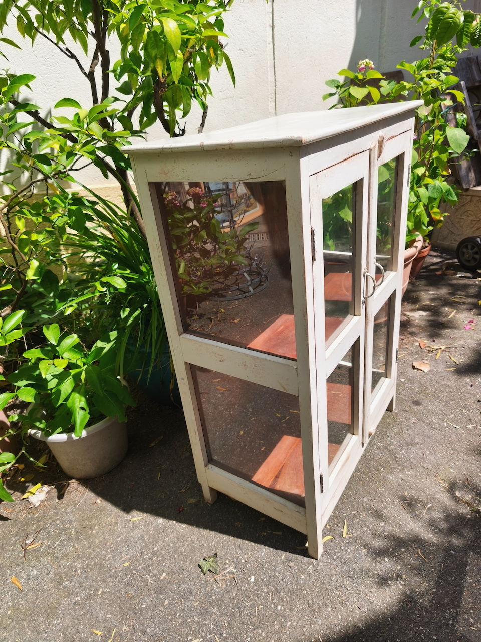 Vitrine Seconde Main en Teck Patine Blanche – Image 5