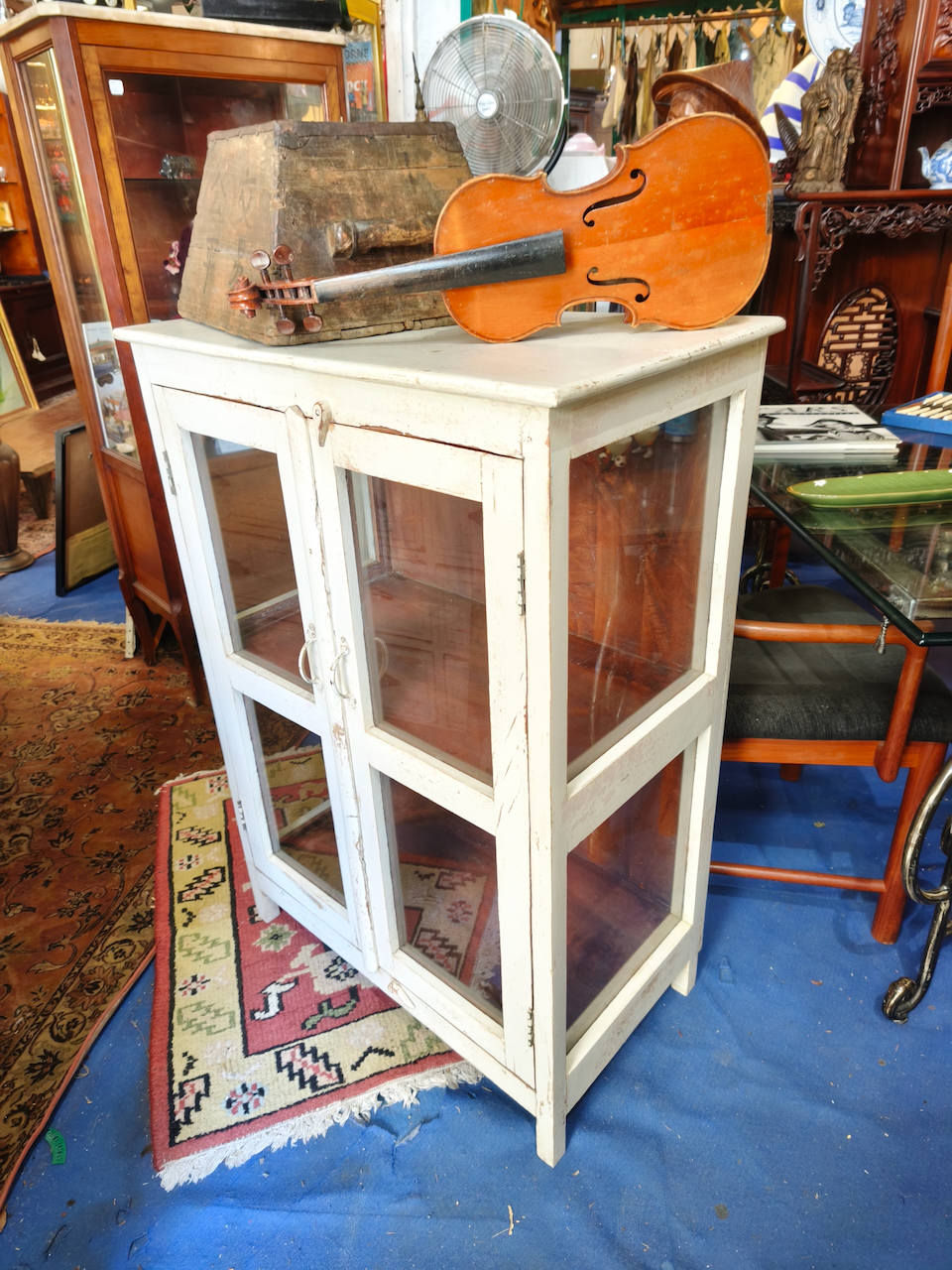 Vitrine Seconde Main en Teck Patine Blanche – Image 7
