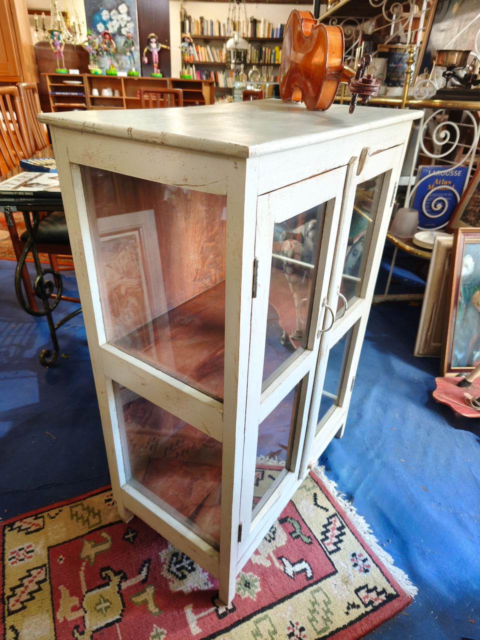 Vitrine Seconde Main en Teck Patine Blanche – Image 8