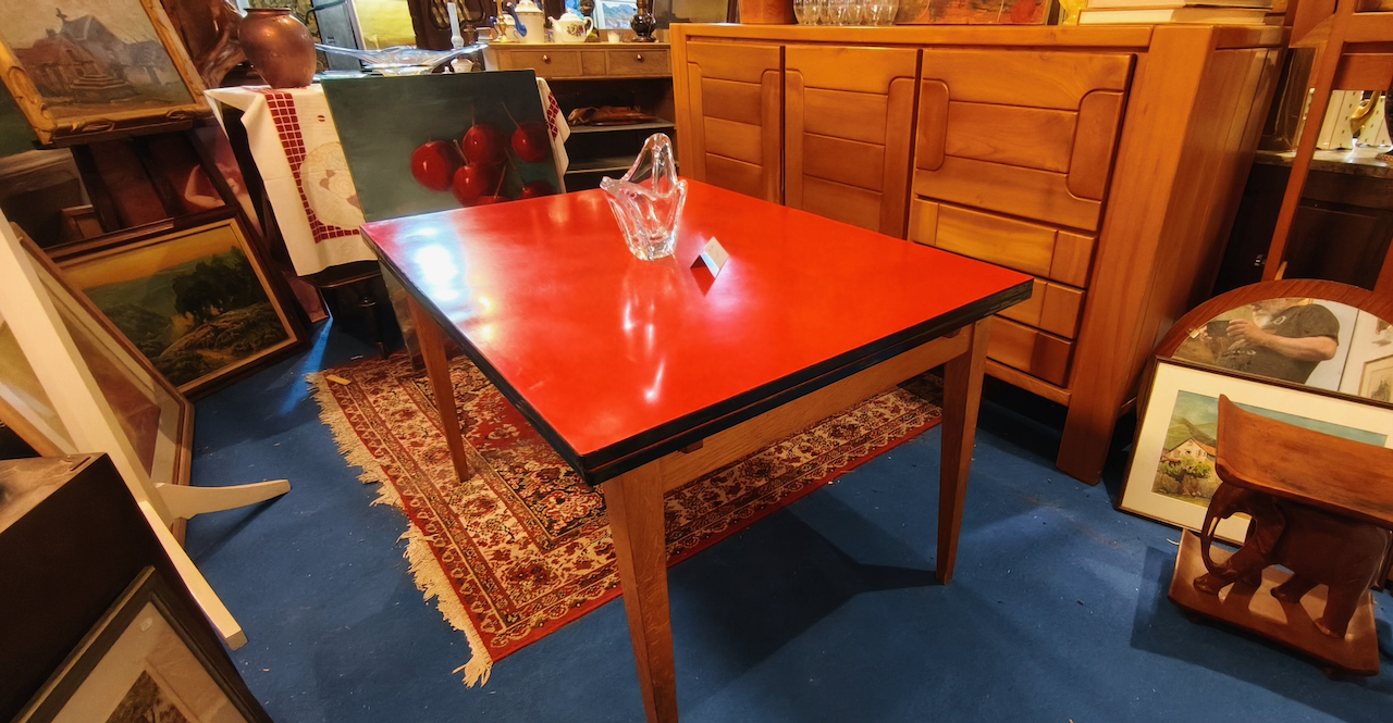 Table Formica plateau rouge Vintage années 40 – Image 2