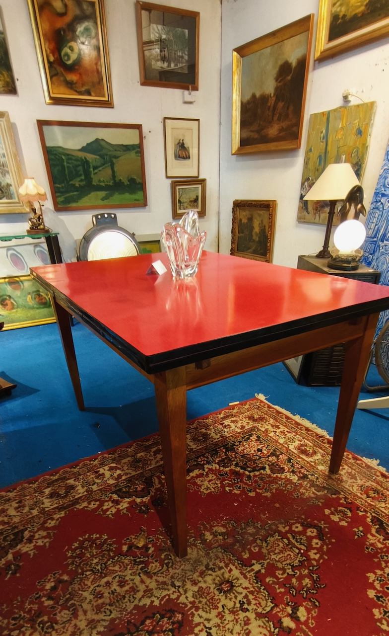 Table Formica plateau rouge Vintage années 40 – Image 4
