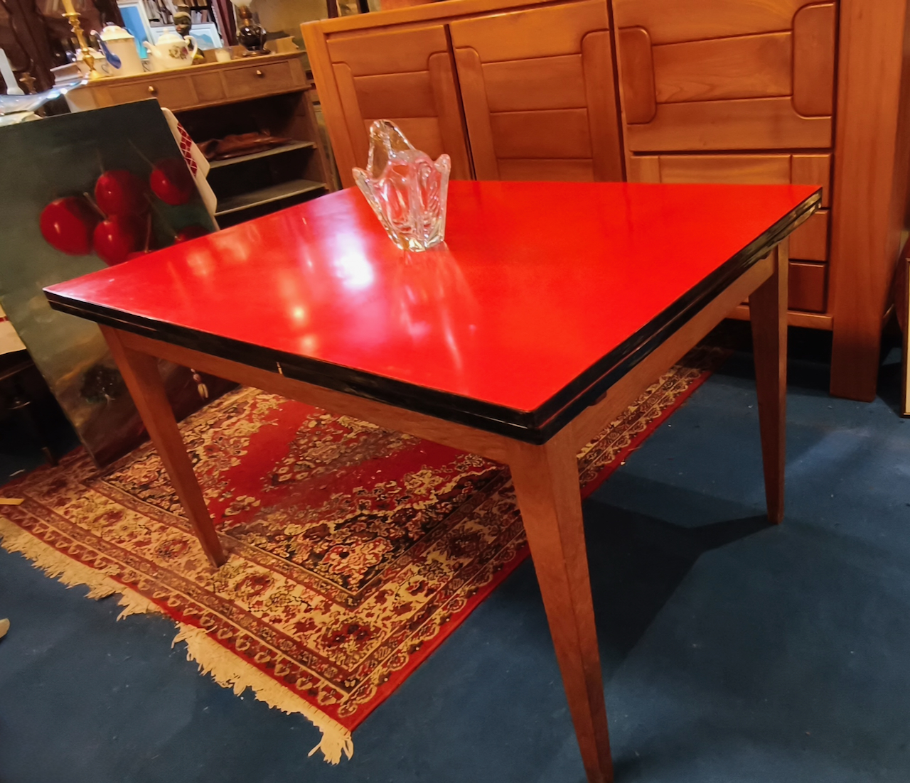 Table Formica plateau rouge Vintage années 40 – Image 6