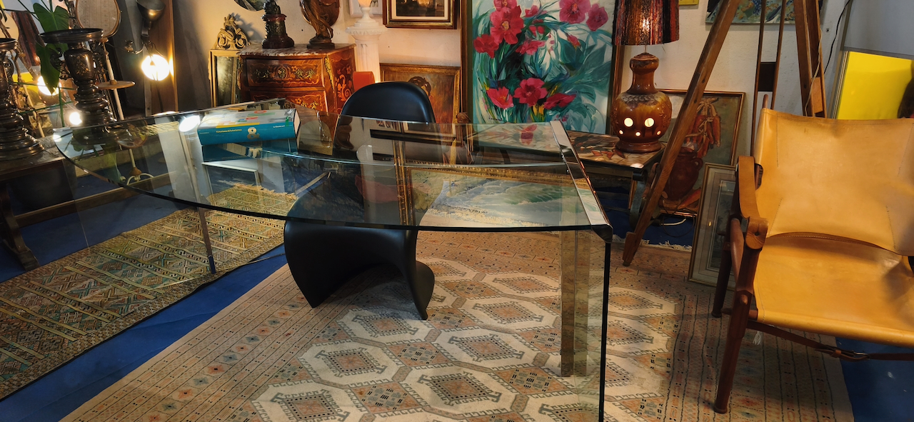 Gallotti et Radice grand bureau Président en verre Vintage années 80 Italie – Image 8