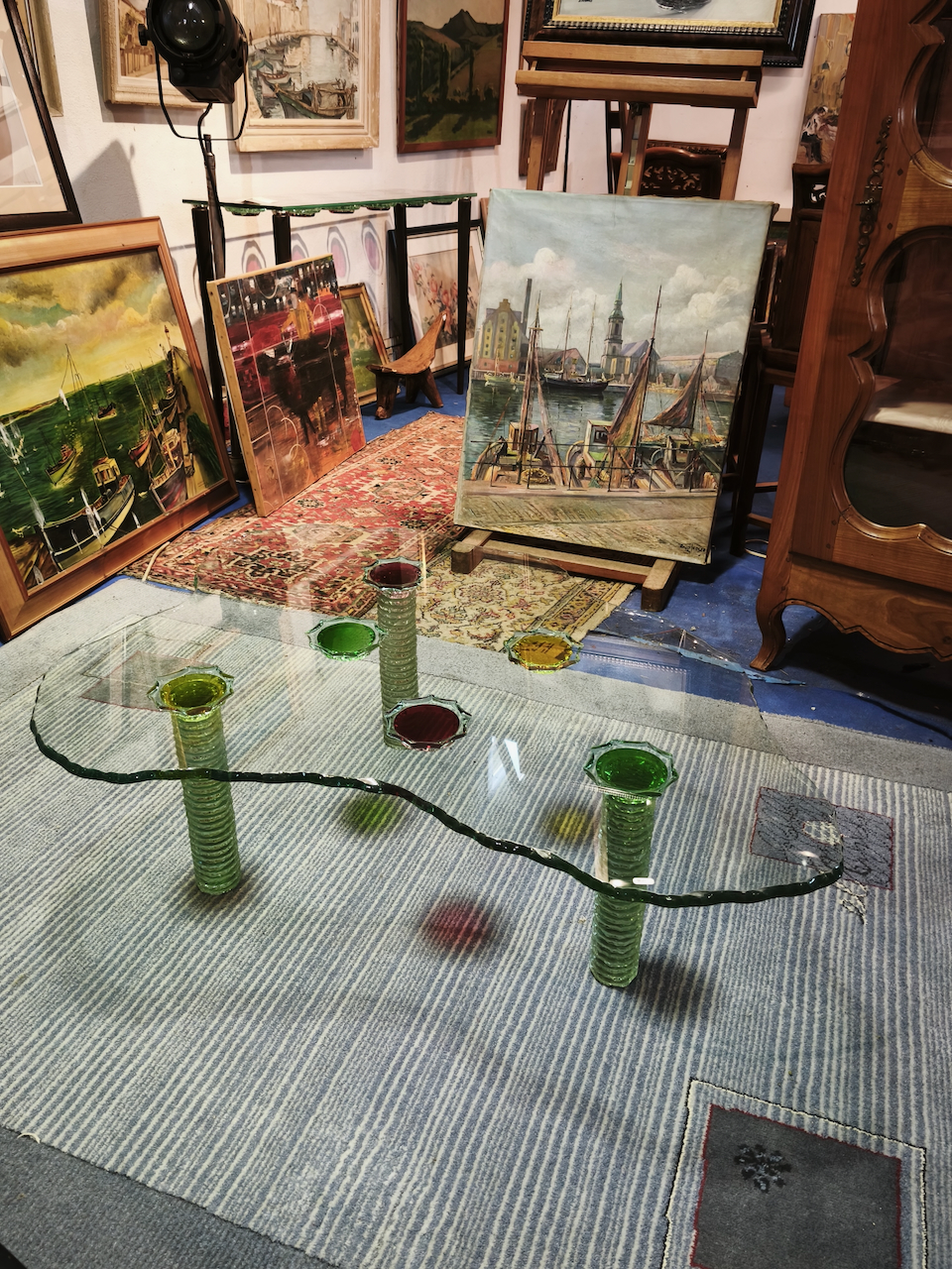 Table Salvat Jean Daniel Sculpture sur verre clair cabochons multicolores Modèle Ancien Seconde Main modèle Toy – Image 10