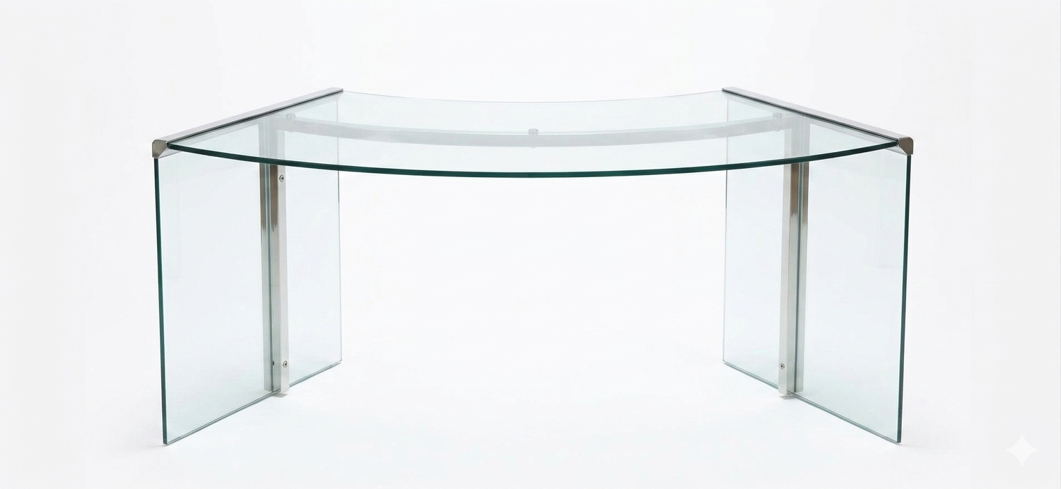 Gallotti et Radice grand bureau Président en verre Vintage années 80 Italie – Image 10