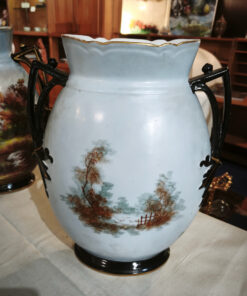 Vases balustres à anses ( paire) en Porcelaine Epoque XIXème – Image 4