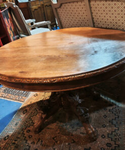 Table Henri II ovale en Chêne Massif piètement central aux chimères – Image 2