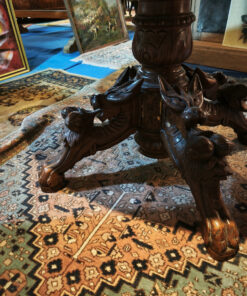 Table Henri II ovale en Chêne Massif piètement central aux chimères – Image 3