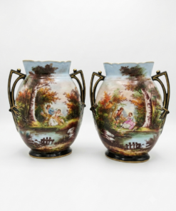Vases balustres à anses ( paire) en Porcelaine Epoque XIXème – Image 6