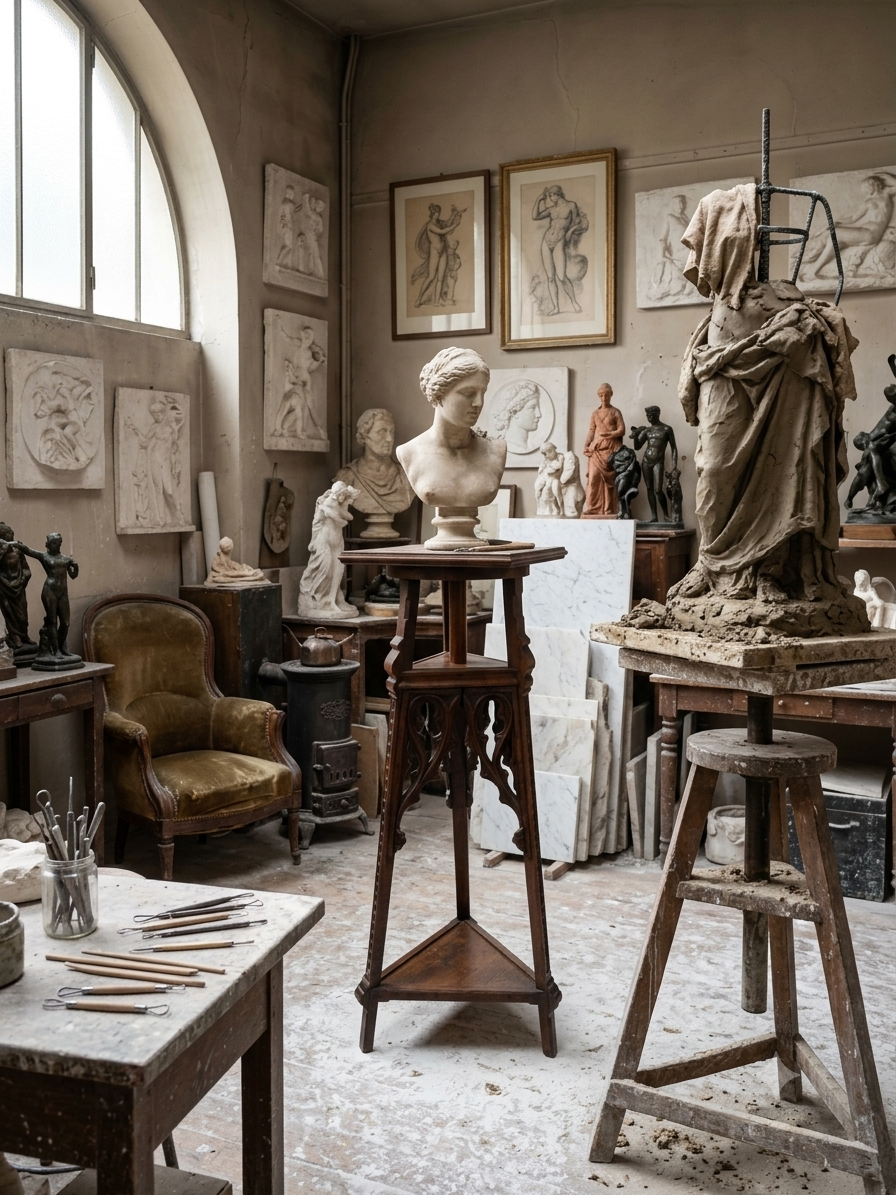 Sellette de Sculpteur fin XIXème en Chêne – Image 5