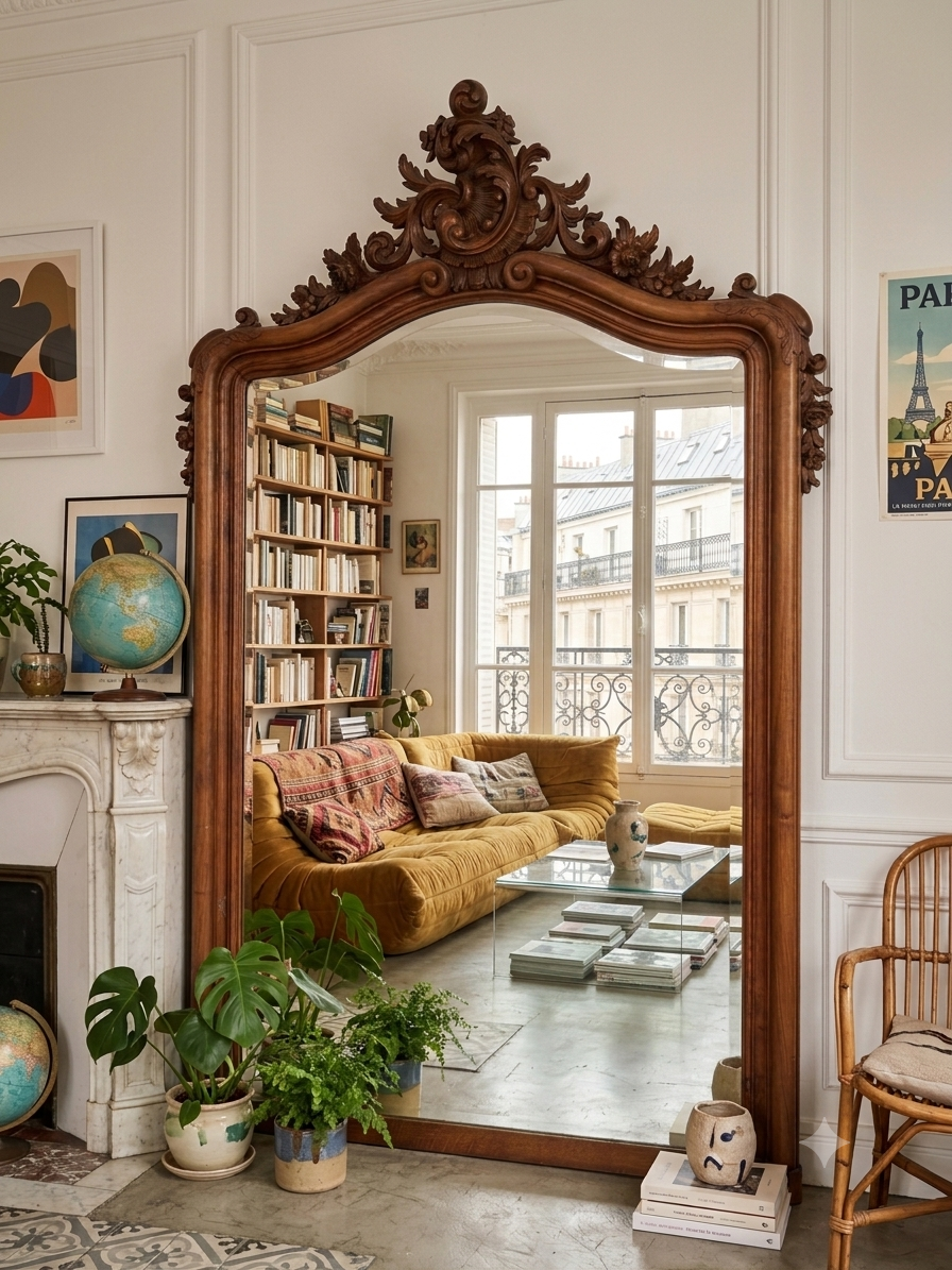 Miroir en Noyer de Style Rocaille Epoque fin XIXème – Image 6