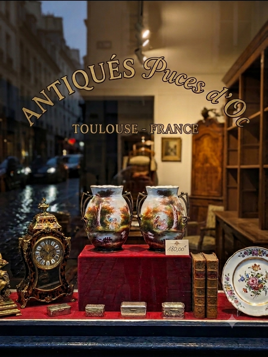 Vases balustres à anses ( paire) en Porcelaine Epoque XIXème – Image 8