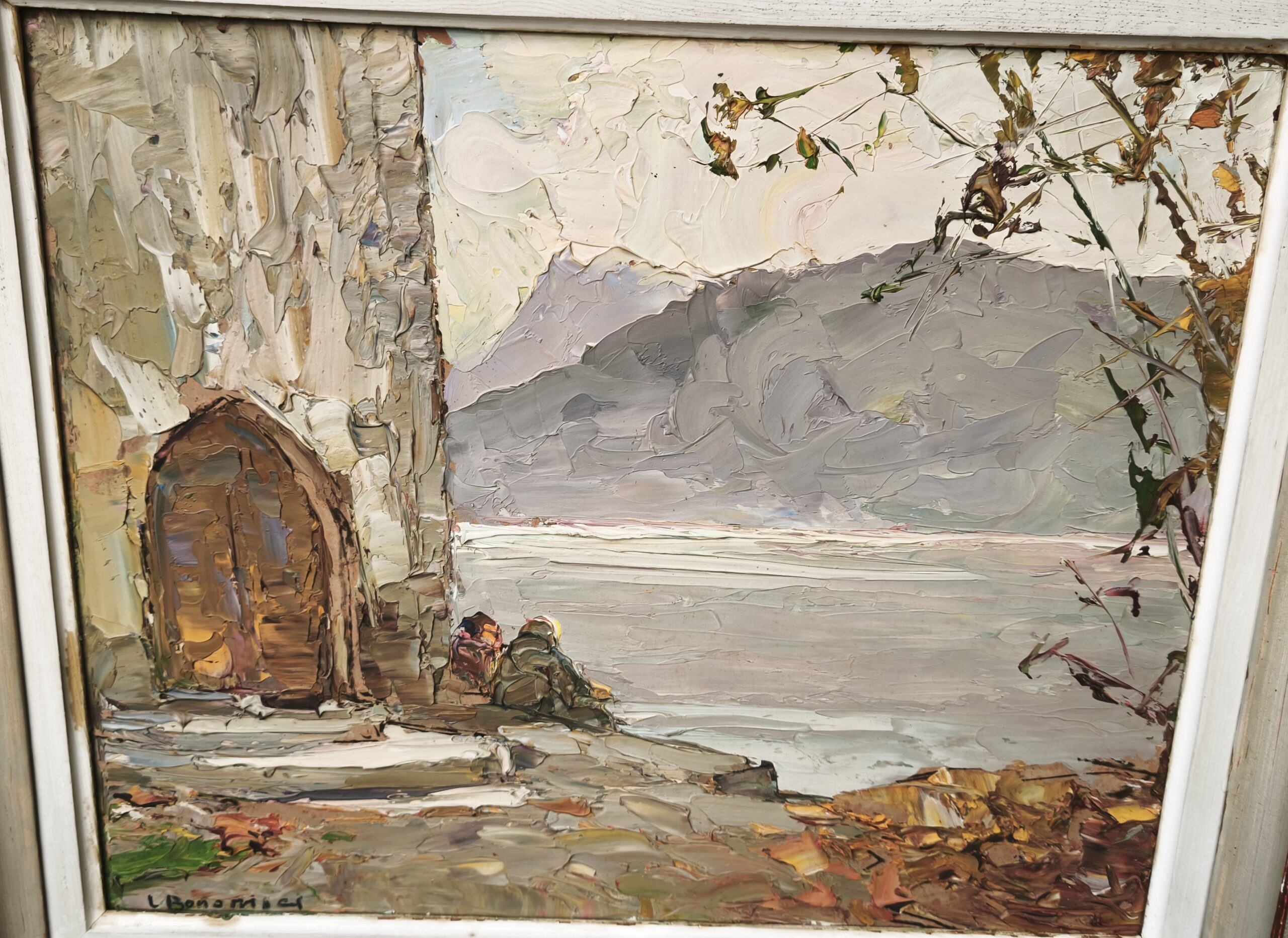 Tableau L.Bonamici Huile sur Panneau "Lac du Bourget, Brison" daté et signé 1954 – Image 2