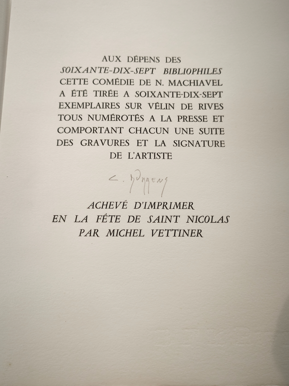 La Mandragore de Machiavel Édition Aux dépens des Soixante-Dix-Sept Bibliophiles Exemplaire n°58 – Image 11