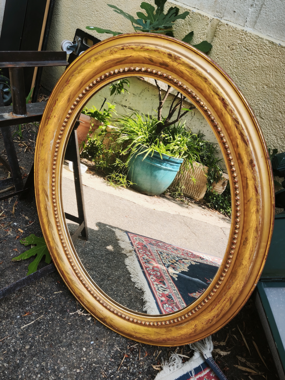 miroir ovale dore