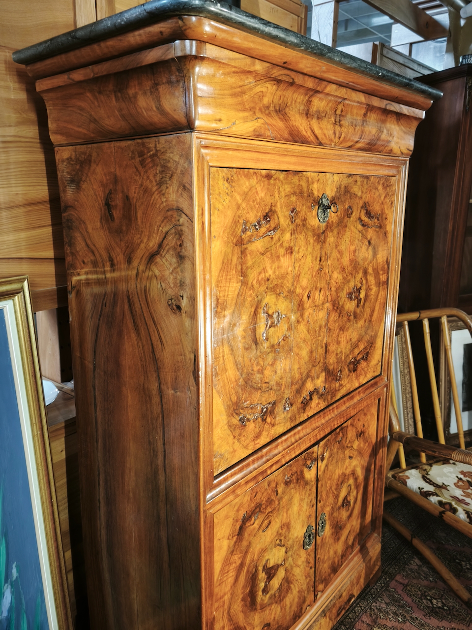 Secrétaire Louis Philippe Epoque XIXème placage décors ailes papillon – Image 3