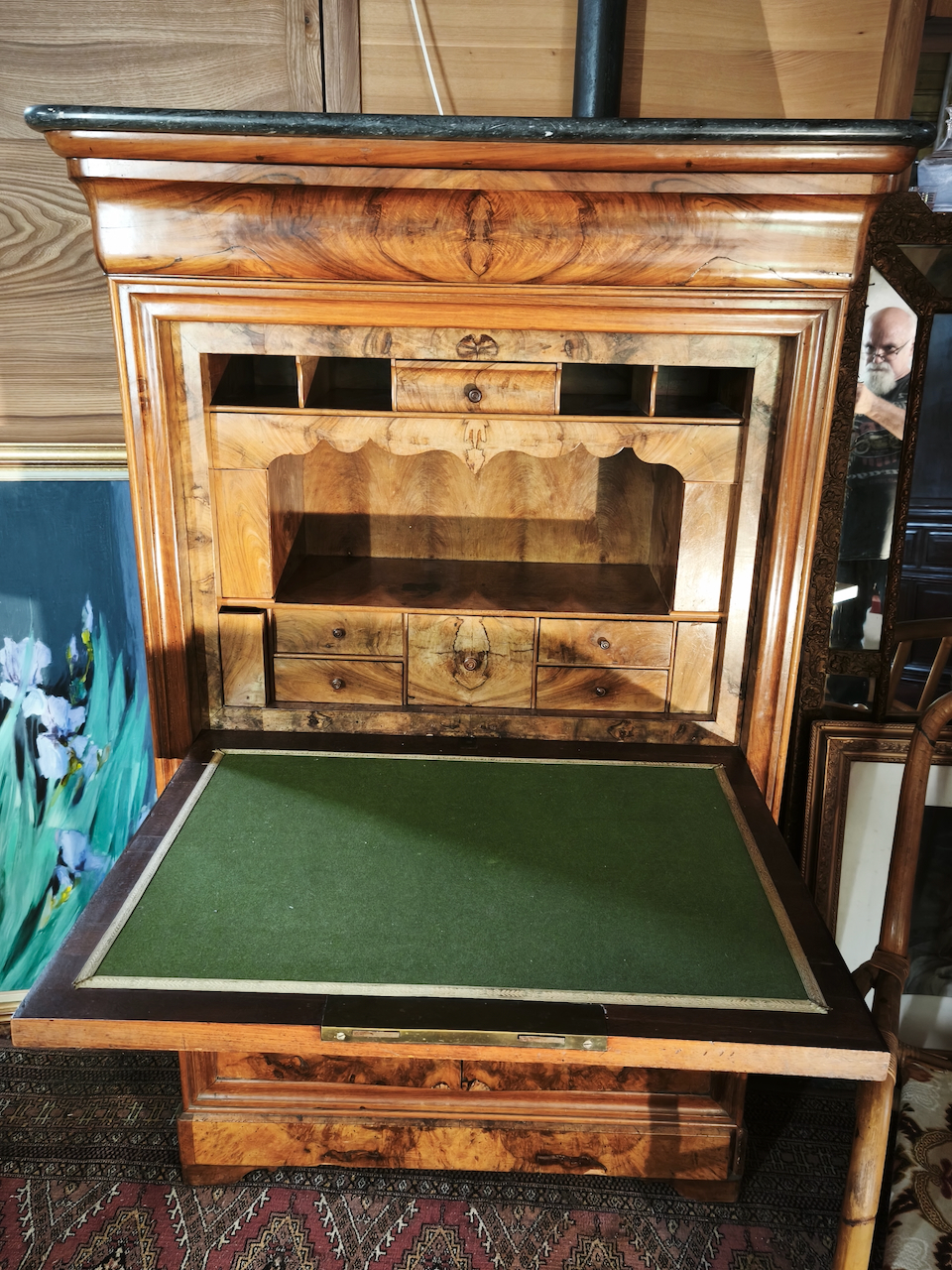 Secrétaire Louis Philippe Epoque XIXème placage décors ailes papillon – Image 4