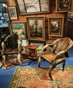 fauteuils en cornes et cuir