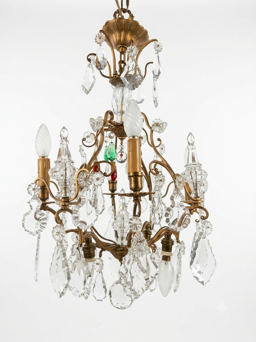 Lustre pampilles à quatre lumières – Image 3