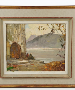 Tableau L.Bonamici Huile sur Panneau "Lac du Bourget, Brison" daté et signé 1954 – Image 5
