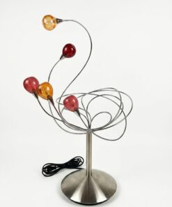 Lampe à poser sculpture vintage Space Age — Verre bullé & Métal chromé – Image 5