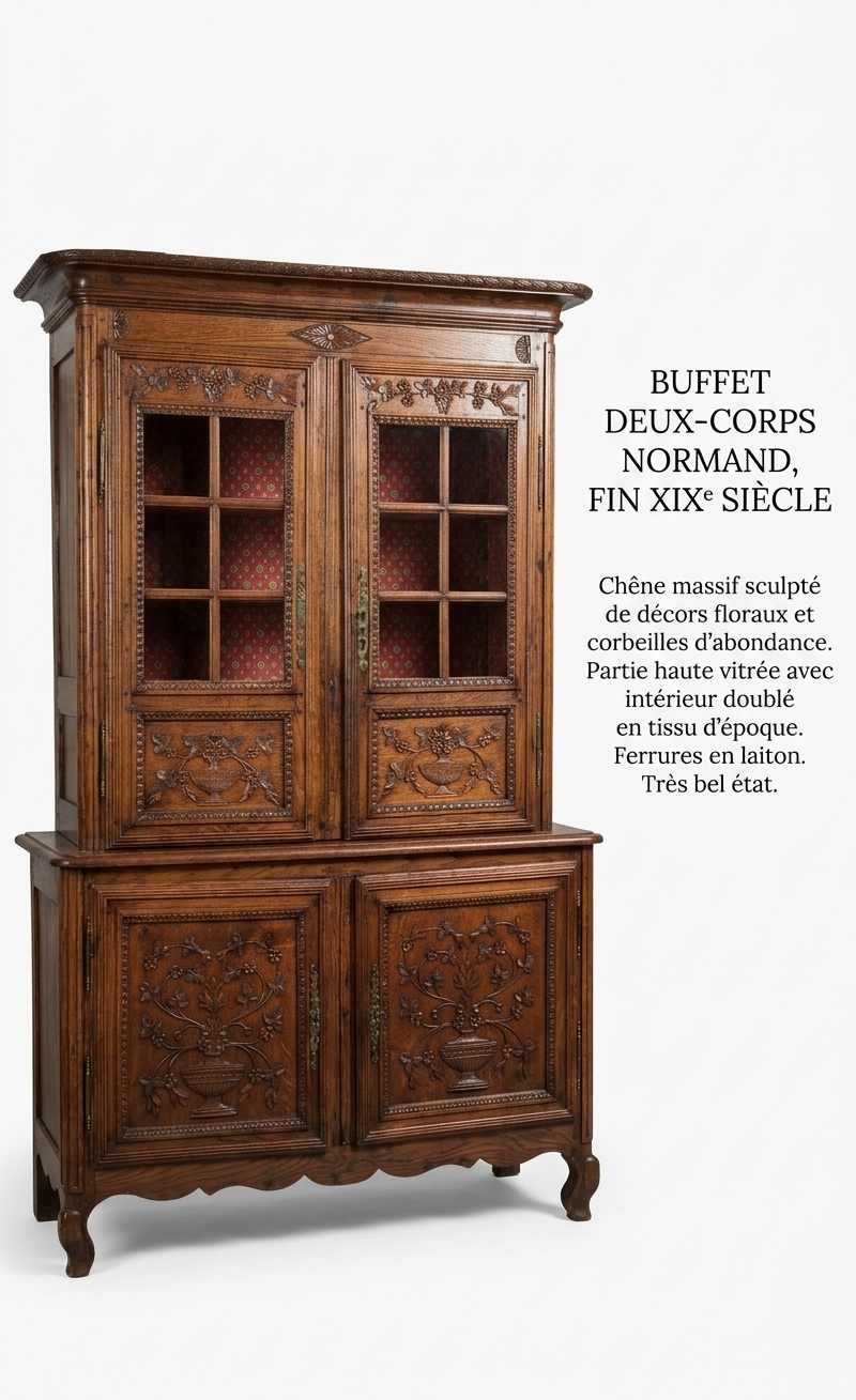 Buffet deux-corps en Chêne massif Epoque XIXᵉ – Image 6