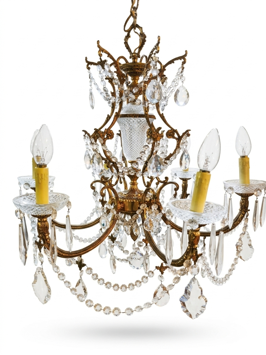 Lustre second main à Pampilles six lumières – Image 3
