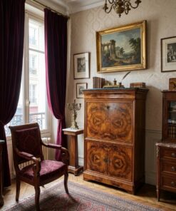 Secrétaire Louis Philippe Epoque XIXème placage décors ailes papillon – Image 6