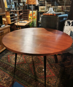 Table Ronde Vintage 70 plateau teck - pieds compas – Image 5