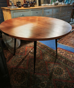 Table Ronde Vintage 70 plateau teck - pieds compas – Image 6