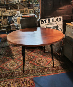 Table Ronde Vintage 70 plateau teck - pieds compas – Image 8
