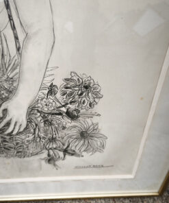 Dessin Vincent Roux portrait d'une jeune femme aux grands yeux expressifs, coiffée d'un chapeau de paille – Image 3