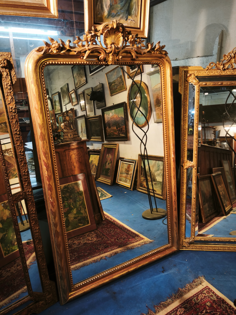 Grand Miroir Doré Style Louis XV Epoque Napoléon III – Image 6
