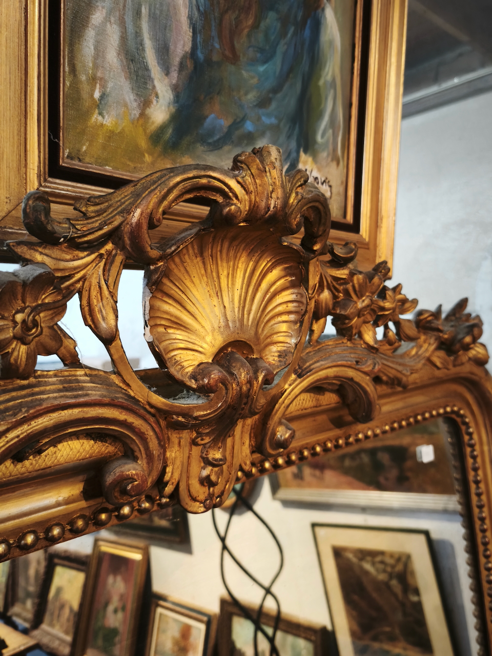 Grand Miroir Doré Style Louis XV Epoque Napoléon III – Image 9