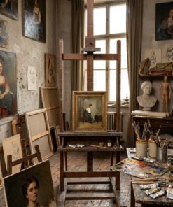 Tableau Scène d'intérieur Huile sur Toile Epoque XIXème – Image 6