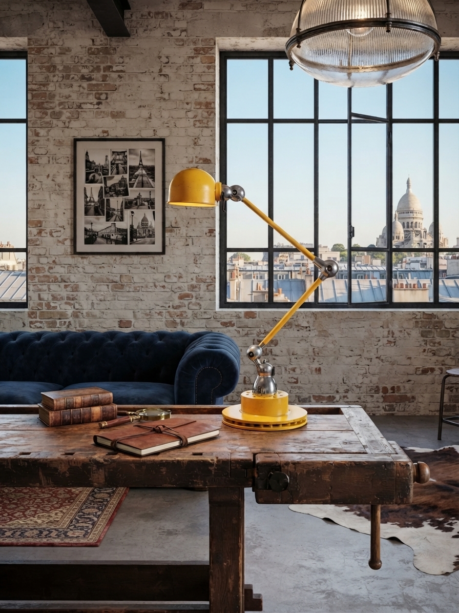 Lampe Jielde Jaune Modèle Vintage Ancien Restauré – Image 8