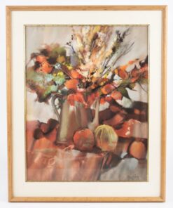 Pastel Gérard JAN bouquet de fleurs certificat daté 1993 – Image 5