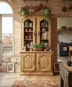 Buffet deux corps Bois brut décapé – Image 8