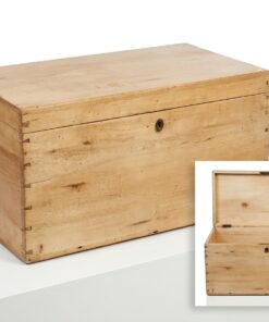 Coffre de rangement rectangulaire en bois brut décapé – Image 5