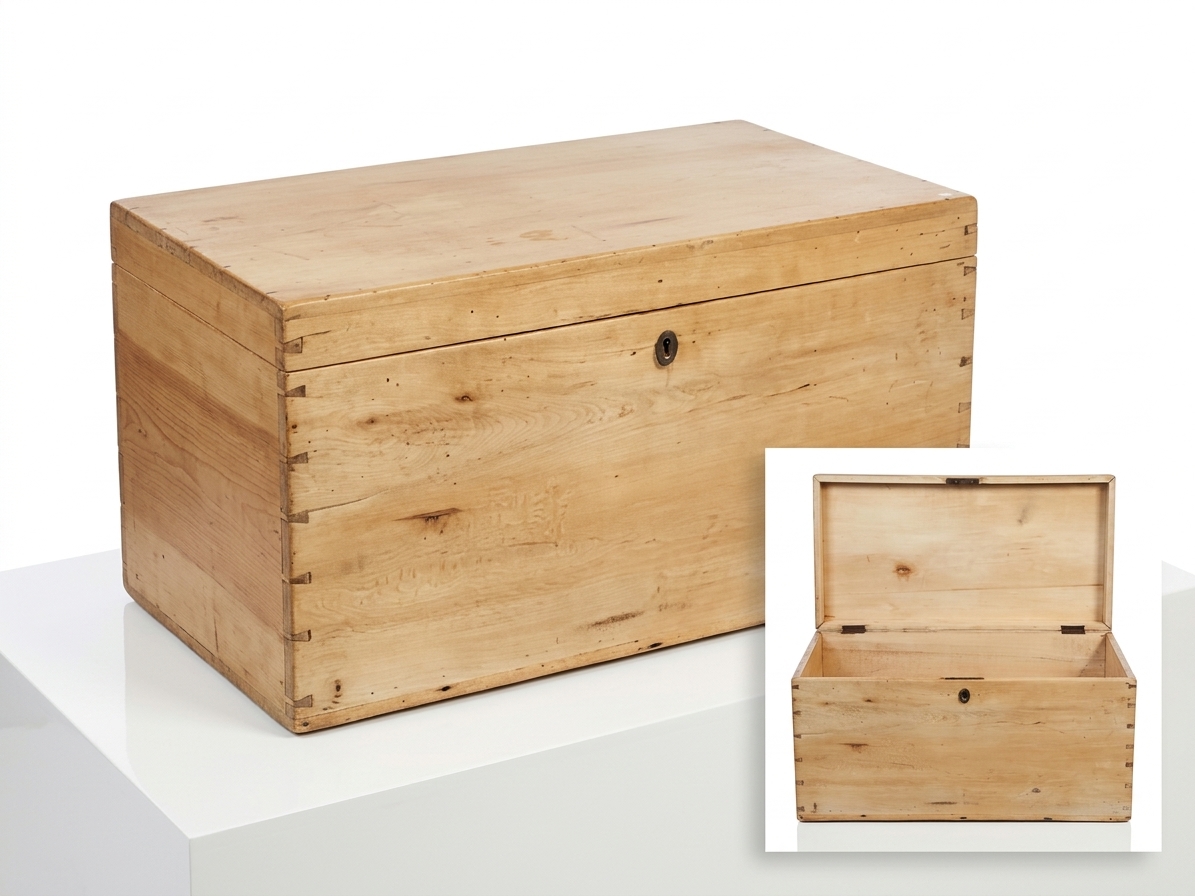 Coffre de rangement rectangulaire en bois brut décapé – Image 5